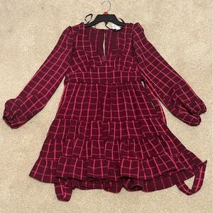 burgundy plaid dress